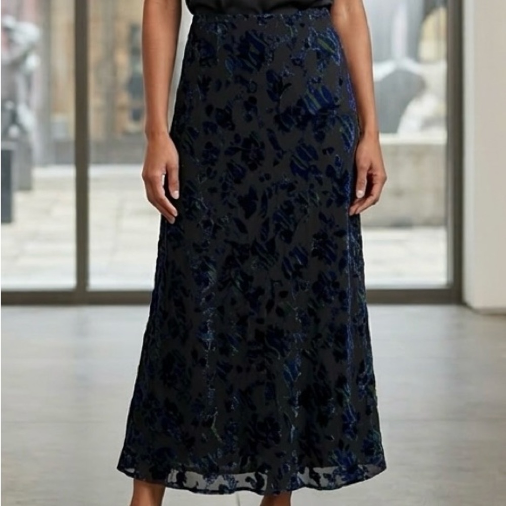 Y2K VTG NWT Sigrid Olsen Silk Velvet Maxi Skirt 2P Floral Boho WhimsiGoth Formal